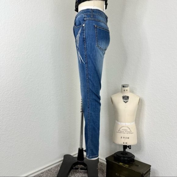 stella mccartney Swallow Embroidered Skinny Jeans Blue - Picture 6 of 15